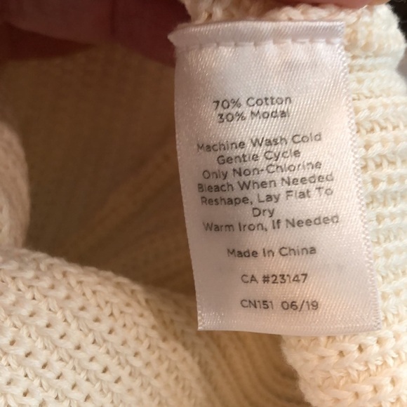 TALBOTS Petite ivory colored, split cowl neck sweater. Size L - Picture 4 of 5